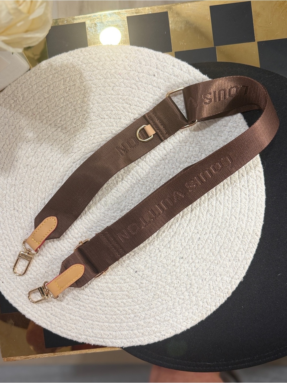 Brown Monogram Adjustable Crossbody Bag Strap | Gold Tone Hardware | New - Picture 7 of 7